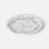 Blumenblauer Taufen Papierplatte Pappteller (Schrägansicht)