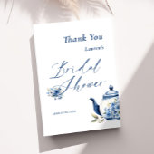 Blumenblauer Tee Party Brautparty Empfang Dankeskarte