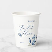 Blumenblauer Tee Party Brautparty Empfang Pappbecher (Rückseite)