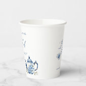 Blumenblauer Tee Party Brautparty Empfang Pappbecher (Links)
