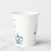 Blumenblauer Tee Party Brautparty Empfang Pappbecher (Rechts)