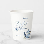 Blumenblauer Tee Party Brautparty Empfang Pappbecher (Vorderseite)