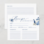 Blumenblauer Tee Party Brautparty Rezept Karte (Vorne/Hinten)
