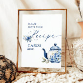 Blumenblauer Tee Party Brautparty Rezept Karten Poster