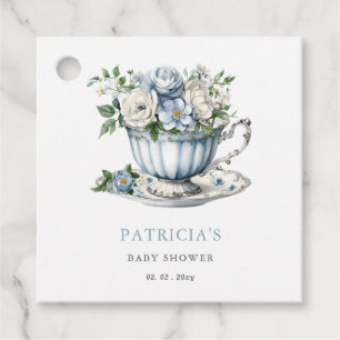 Blumenblauer Tee Party Kinderdusche Geschenkanhänger