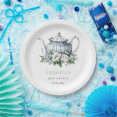 Blumenblauer Tee Party Kinderdusche Pappteller (Party)