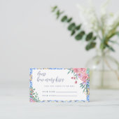 Blumenblauer Tile-Brautparty-Gaming-Karte Visitenkarte (Stehend Vorderseite)