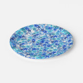 Blumenblauer und türkisfarbener Gartenpapierplatte Pappteller (Schrägansicht)