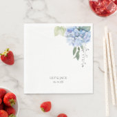 Blumenblauer und weißer Hydrangea Hochzeit Serviette (Beispiel)