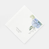 Blumenblauer und weißer Hydrangea Hochzeit Serviette (Ecke)