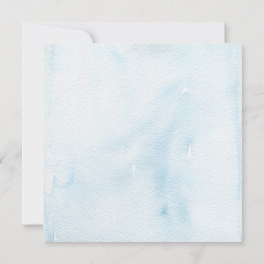 Blumenblauer Wappen Taufe Einladung (Rückseite)