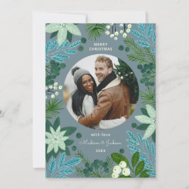 Blumenblauer Weihnachtskarten Foto Feiertagskarte