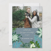 Blumenblauer Weihnachtskarten Foto Feiertagskarte (Rückseite)