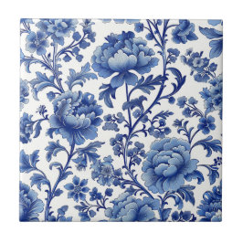 Blumenblauer & weißer Tile Zeitlose Wohngestaltung Fliese