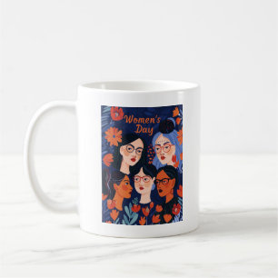 Blumenblauer Weltfrauentag Kaffeetasse