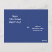 Blumenblauer Weltfrauentag Postkarte (Rückseite)