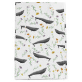 Blumenblauer Whale Frühjahr Illustrationsmuster Mittlere Geschenktüte (Vorderseite)