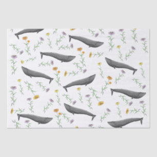 Blumenblauer Whale Frühjahr Illustrationsmuster Seidenpapier