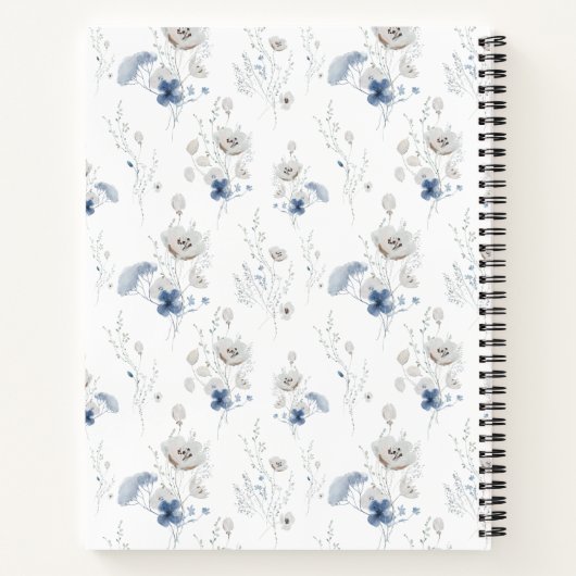 Blumenblauer Wildblume Personalisiert Rezept Notizblock (Rückseite)