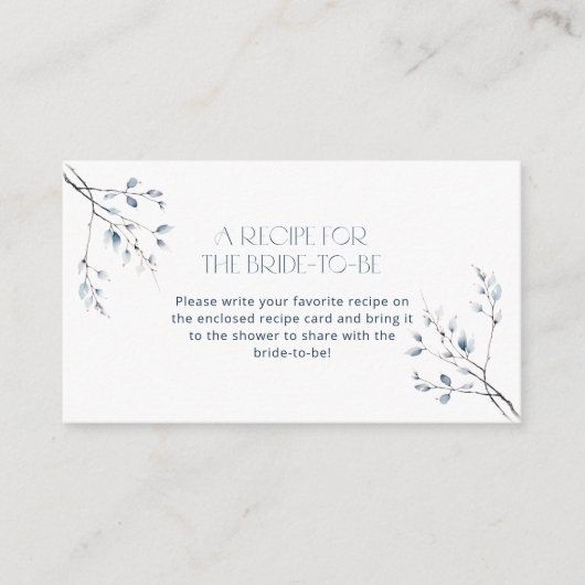 Blumenblauer Winter Botanische Aktie Rezept Begleitkarte (Vorderseite)