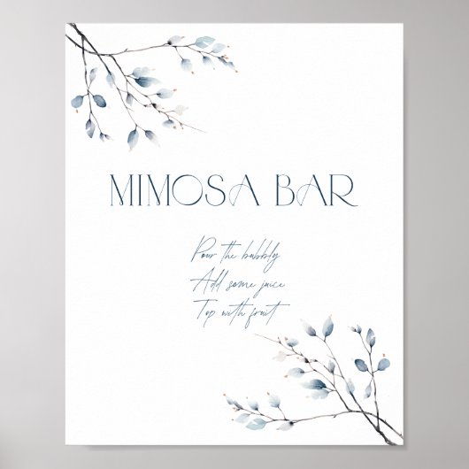 Blumenblauer Winter Botanischer Mimosa Bar Poster (Vorne)