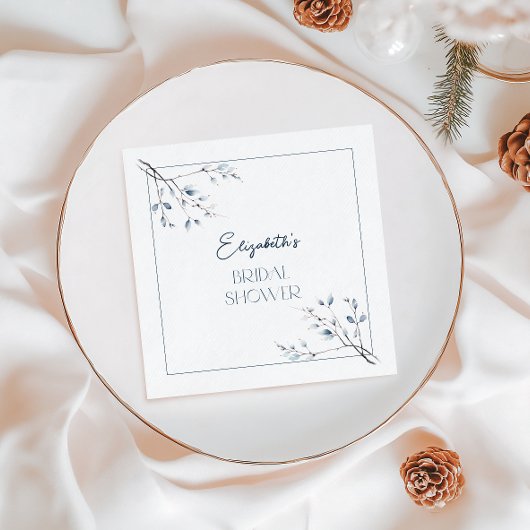 Blumenblauer Winter Botanisches Brautparty Serviette