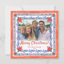 Blumenblock Aquarellfarbe Print Foto Weihnachtskar