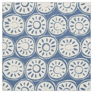 Blumenblock Elfenbein Blau Stoff