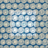 Blumenblock Elfenbein Blau Stoff (Kachel)