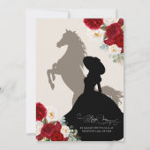 Blumenbloms Red & White Gold Charro Quinceañera Einladung (Rückseite)