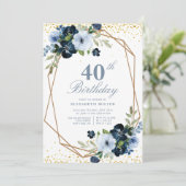 Blumenblume 40. Geburtstagsfeier Party Einladung (Stehend Vorderseite)