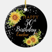 Blumenblume 50. Geburtstag Sonnenblume Keramik Ornament (Hinten)