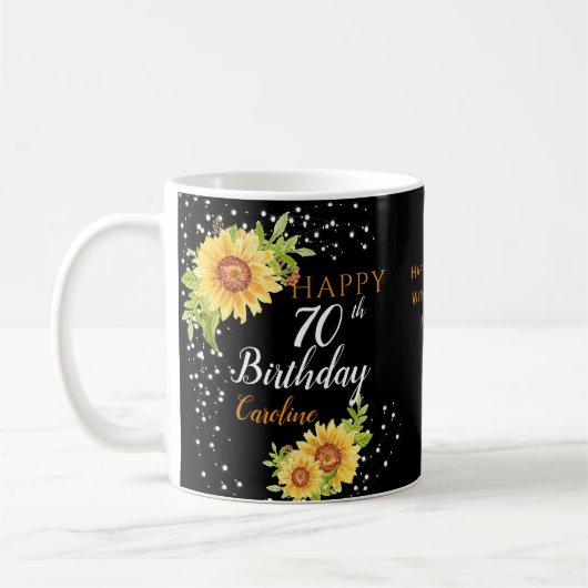 Blumenblume 70. Geburtstag Sonnenblume Kaffeetasse (Links)