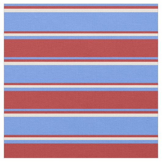 Blumenblume Blau, Rot und Beige Linien Stoff (Nahaufnahme)