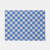 Blumenblume Blauer Gingham Kariert Prüfmuster Fußmatte (Vorderseite)