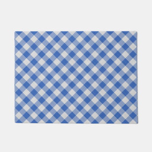 Blumenblume Blauer Gingham Kariert Prüfmuster Fußmatte