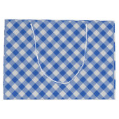 Blumenblume Blauer Gingham Kariert Prüfmuster Große Geschenktüte (Rückseite)