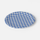 Blumenblume Blauer Gingham Kariert Prüfmuster Pappteller (Schrägansicht)