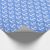 Blumenblume Blaues weißes Muster für Ankerzeichen Geschenkpapier (Ecke)