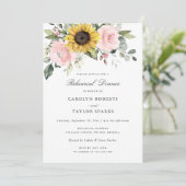 Blumenblume Blush Probe Abendessen Hochzeit Einladung (Stehend Vorderseite)