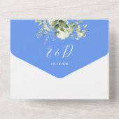 Blumenblume Blütengrün Monogram Wedding All In One Einladung (Rückseite)