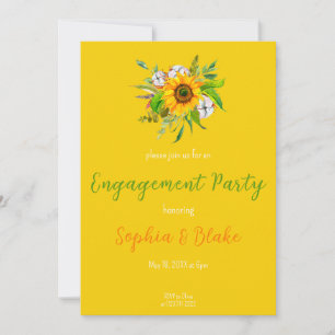 Blumenblume Bouquet Yellow Engagement Party Einladung