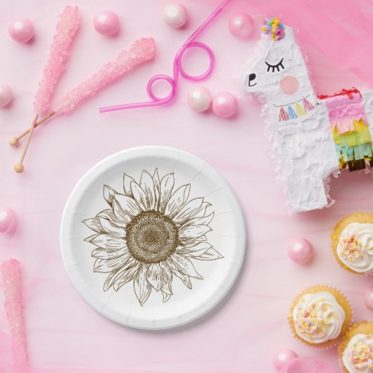 Blumenblume Braune Blume Rustikale Hochzeitsfeier Pappteller (Party)