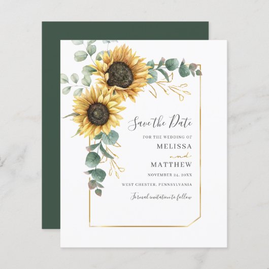 Blumenblume Eukalyptus Save the Date Haushalt (Vorne/Hinten)