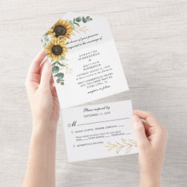 Blumenblume Eukalyptus Script Elegante Hochzeit All In One Einladung