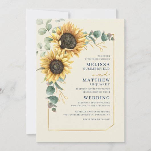 Blumenblume Eukalyptus Script Wedding Einladung (Vorderseite)