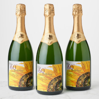 Blumenblume Geburtstagsparty Schaumweinetikett