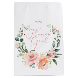 Blumenblume Girl Pink Wasserfarbenfrohe Hochzeit Mittlere Geschenktüte