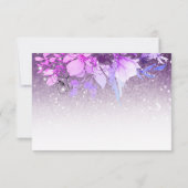 *~* Blumenblume Glitzer Lila Moderne AR10 Hochzeit RSVP Karte (Rückseite)