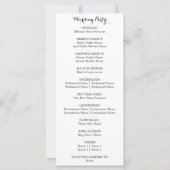 Blumenblume Hochzeitsprogramm Gelbe weiße Karte (Rückseite)